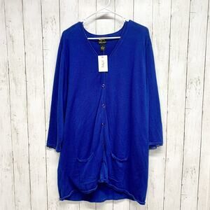 Serena Williams Signature Statement Sweater Women 2X Blue Button Down Cardigan